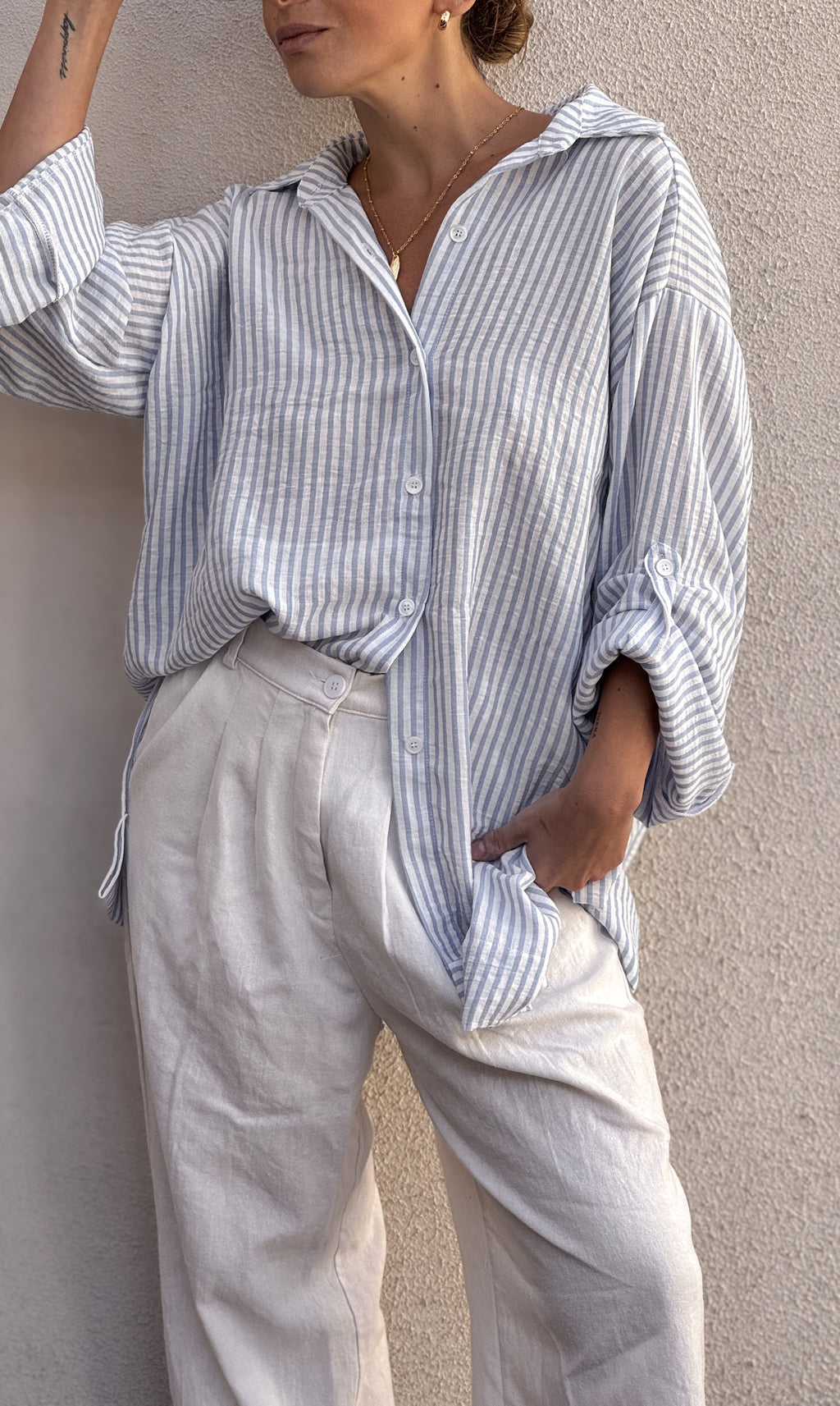 Camisa TREVI (rayada celeste)