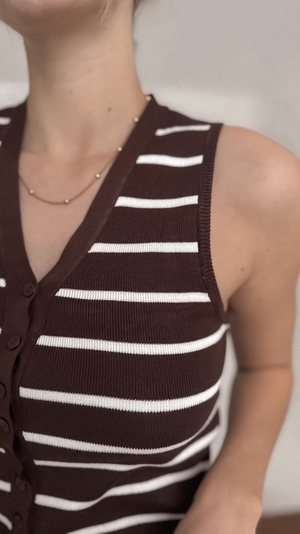 Chaleco LISBOA (RAYADO CHOCO|CRUDO)