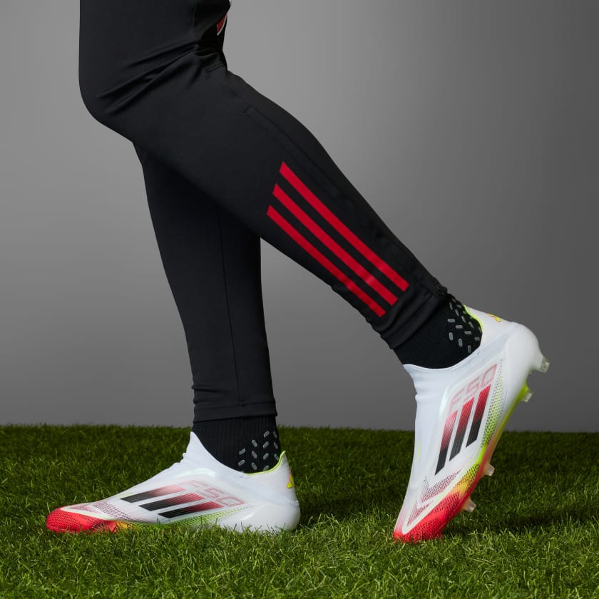 Botín de Fútbol F50 Elite Laceless FG Blanco/Naranja