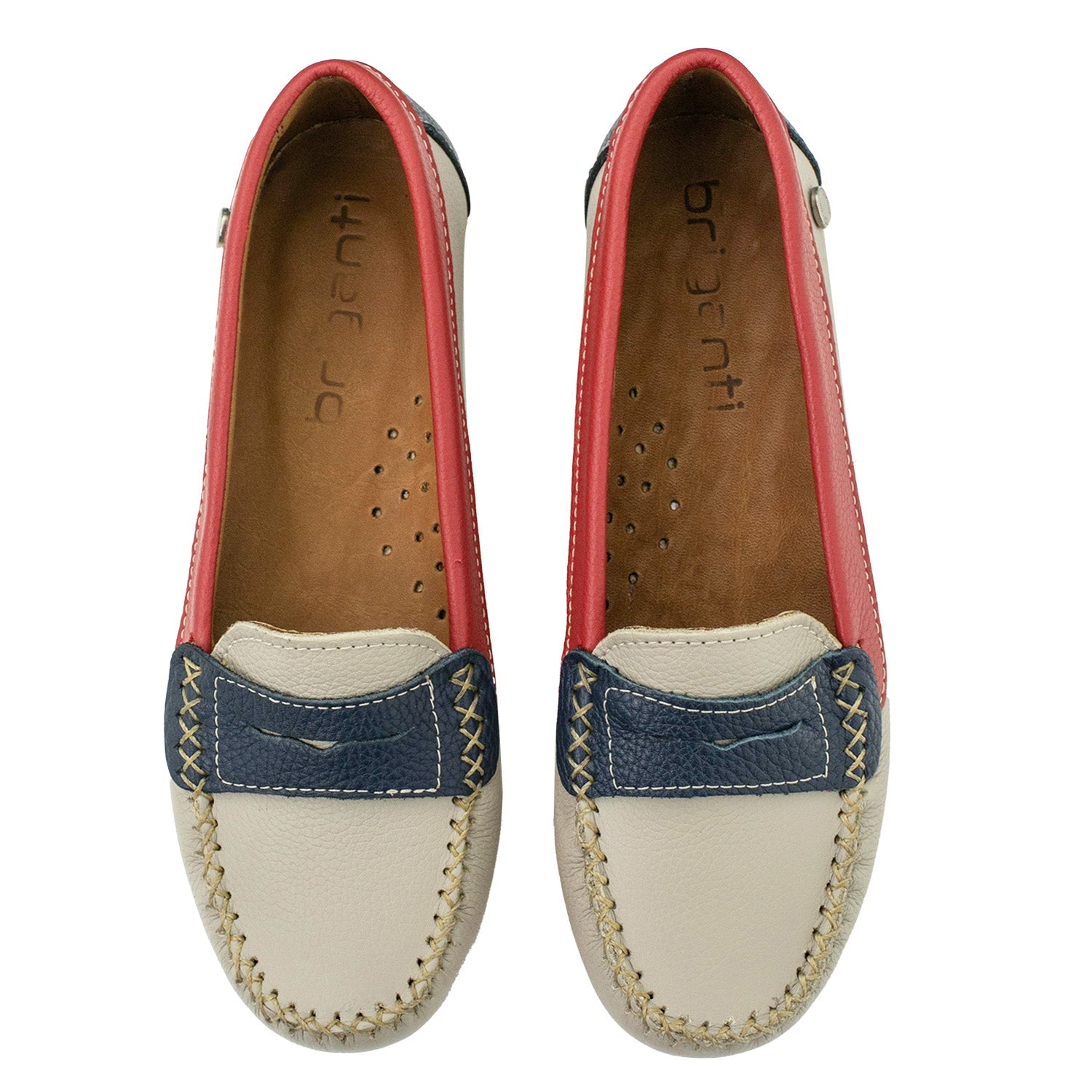 MOCASÍN PAMPA BEIGE, ROJO AZUL