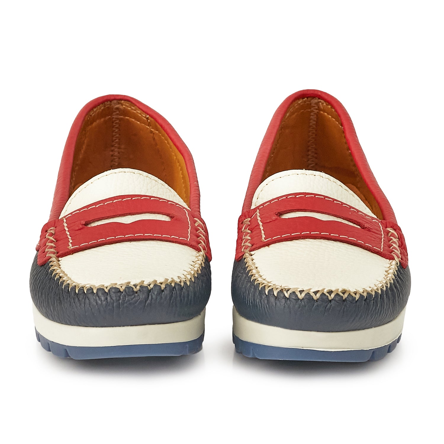 MOCASÍN PAMPA SOFT AZUL, NATURAL Y ROJO