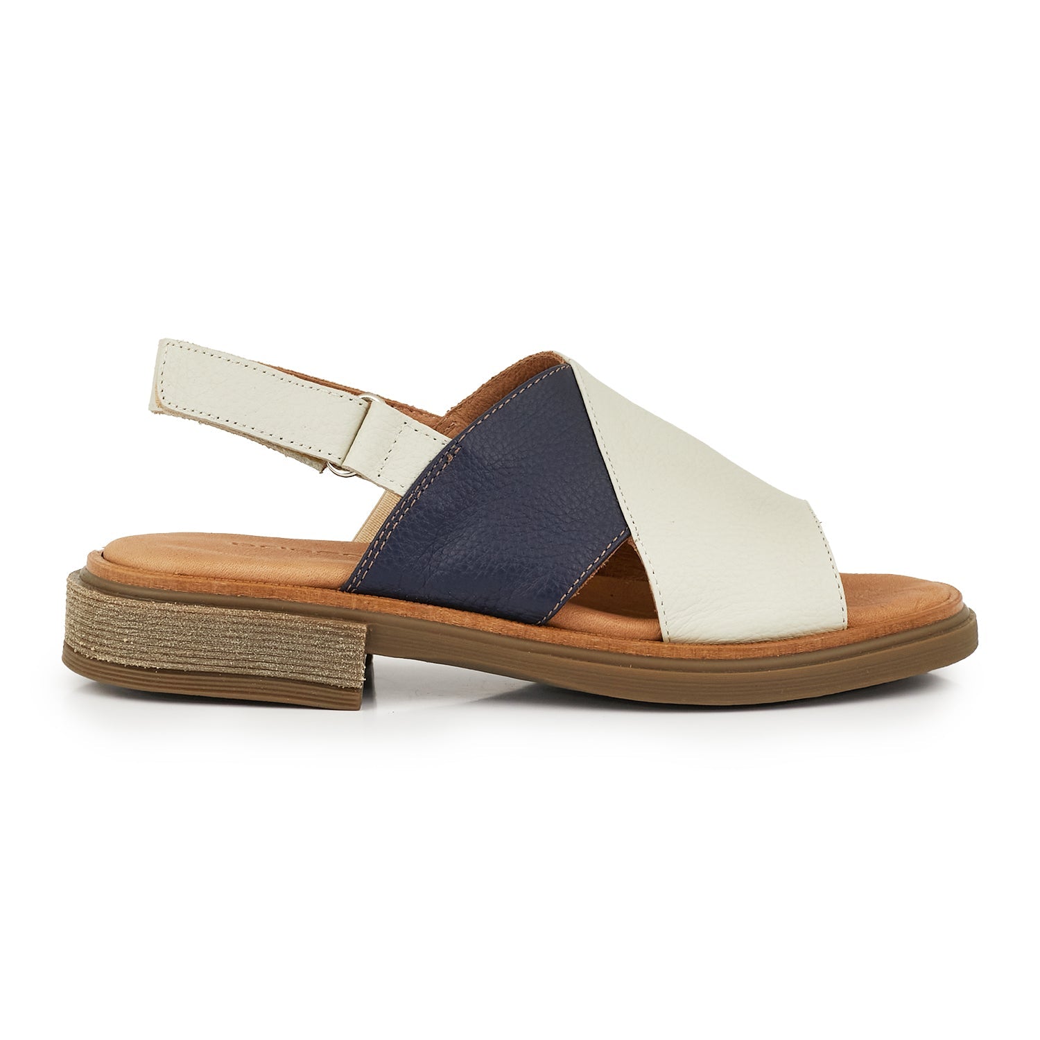 SANDALIA SONARI NATURAL Y AZUL