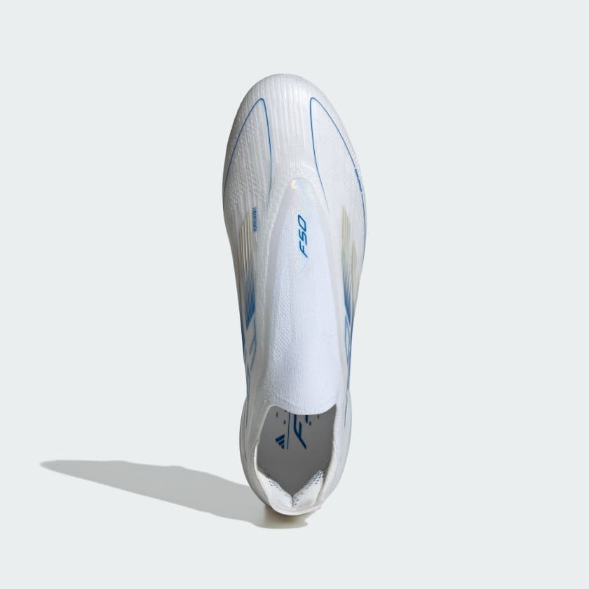 Botín de Fútbol F50 Elite Laceless FG Blanco/Azul
