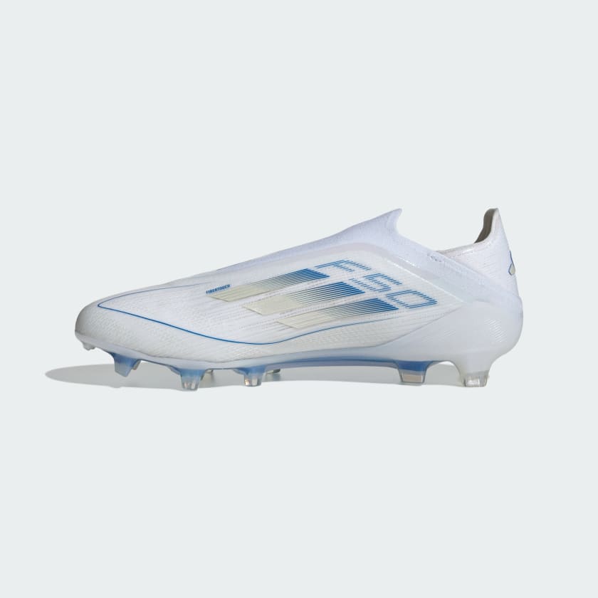 Botín de Fútbol F50 Elite Laceless FG Blanco/Azul
