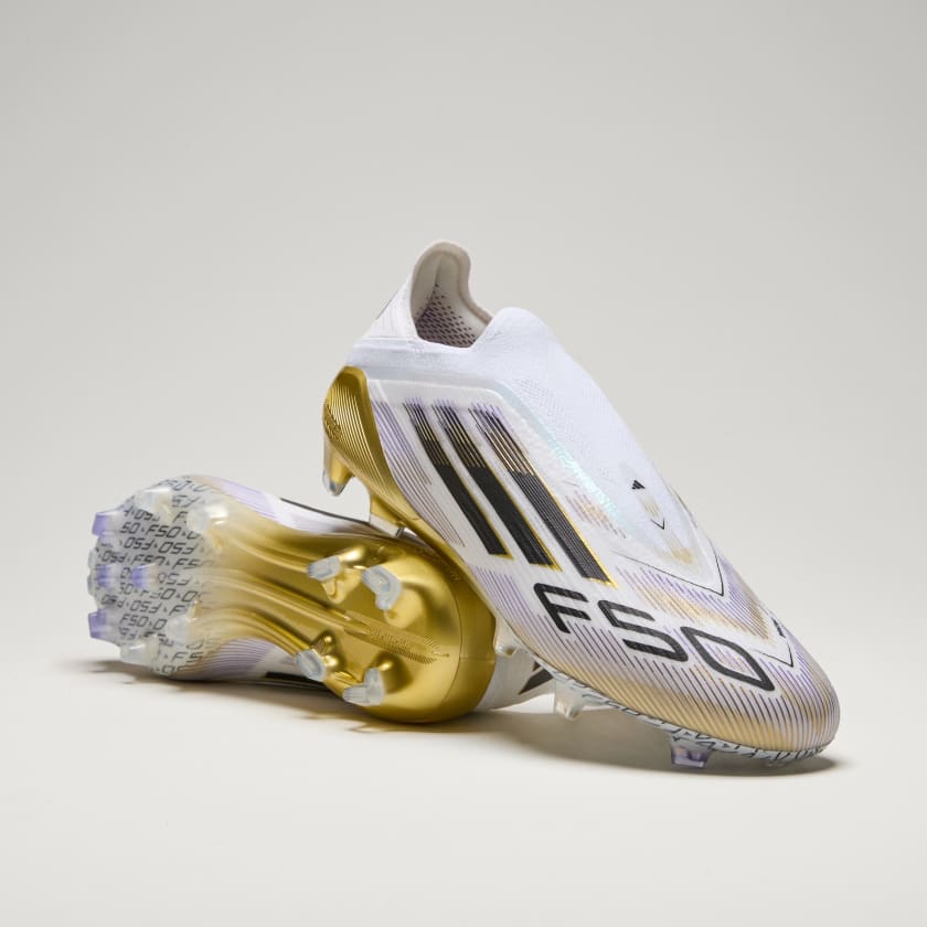 Botín de Fútbol F50 Elite Laceless FG Blanco/Dorado