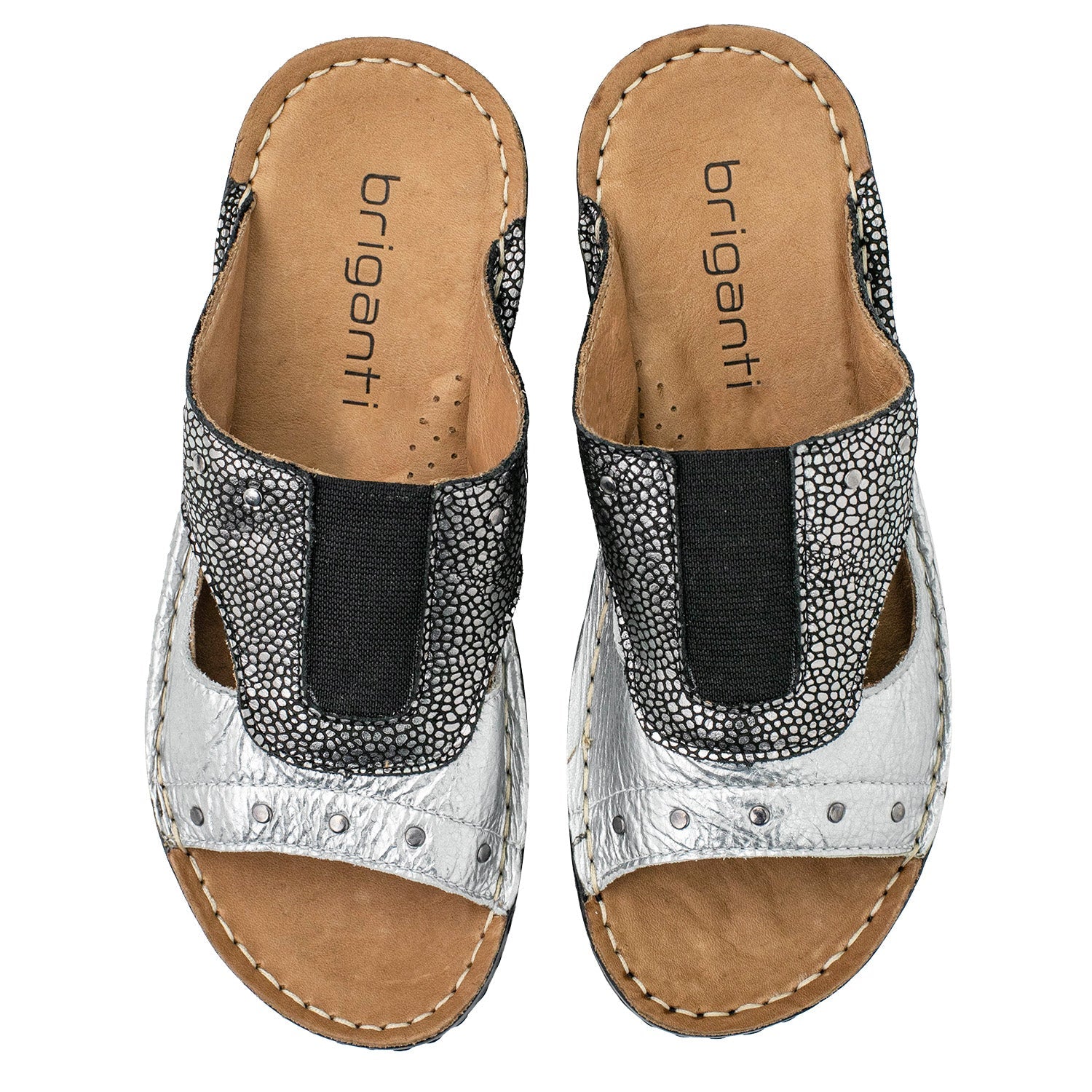 CHINELA OLIA NEGRA Y PLATA