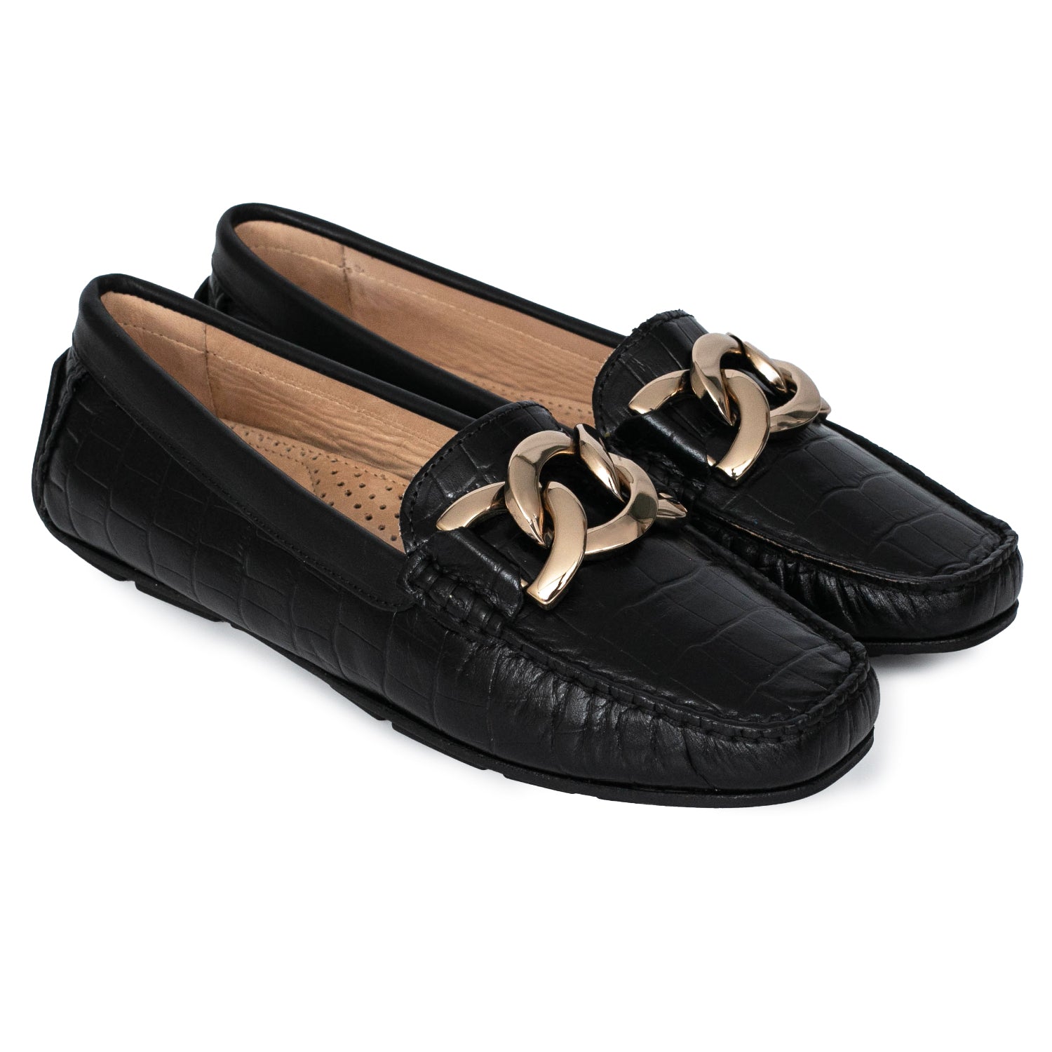 MOCASIN BAMBA NEGRO CROCO
