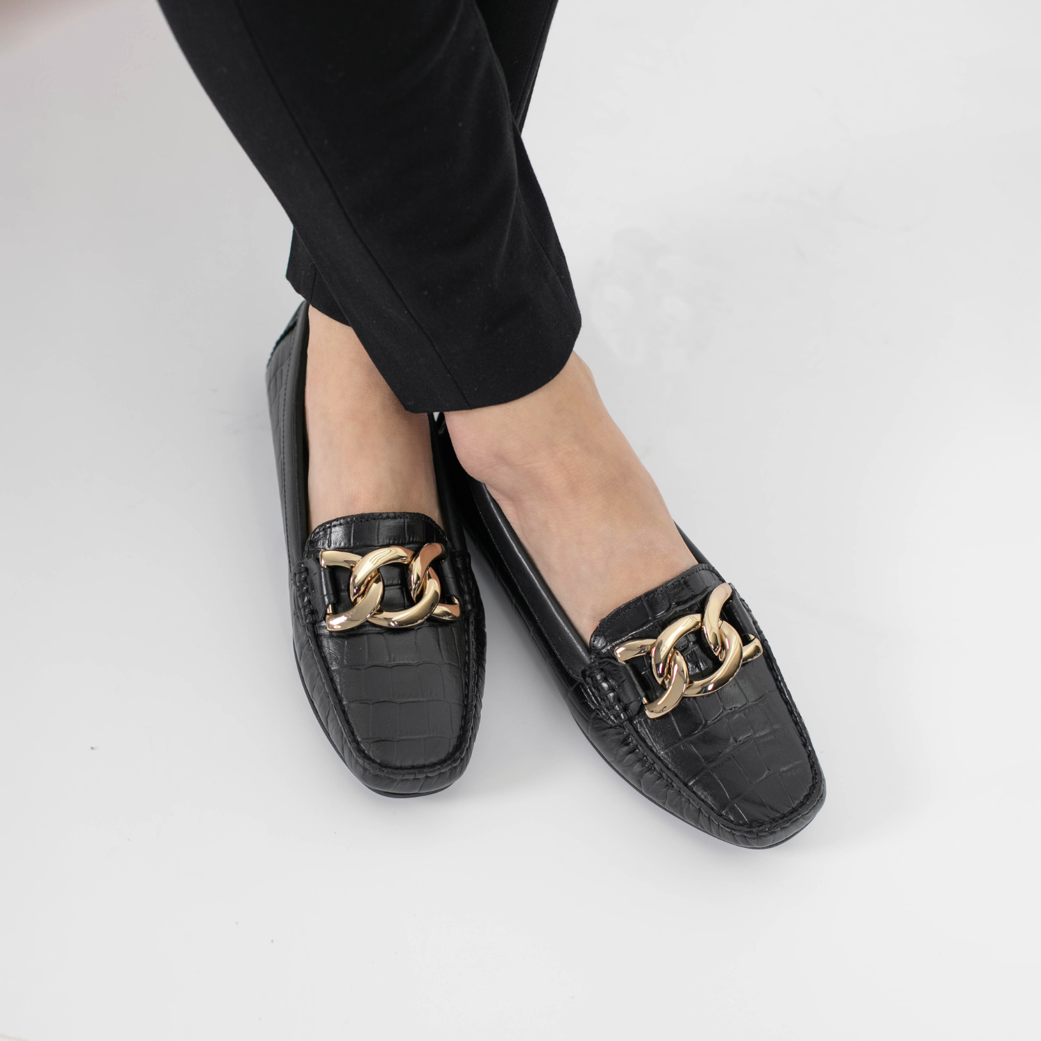 MOCASIN BAMBA NEGRO CROCO