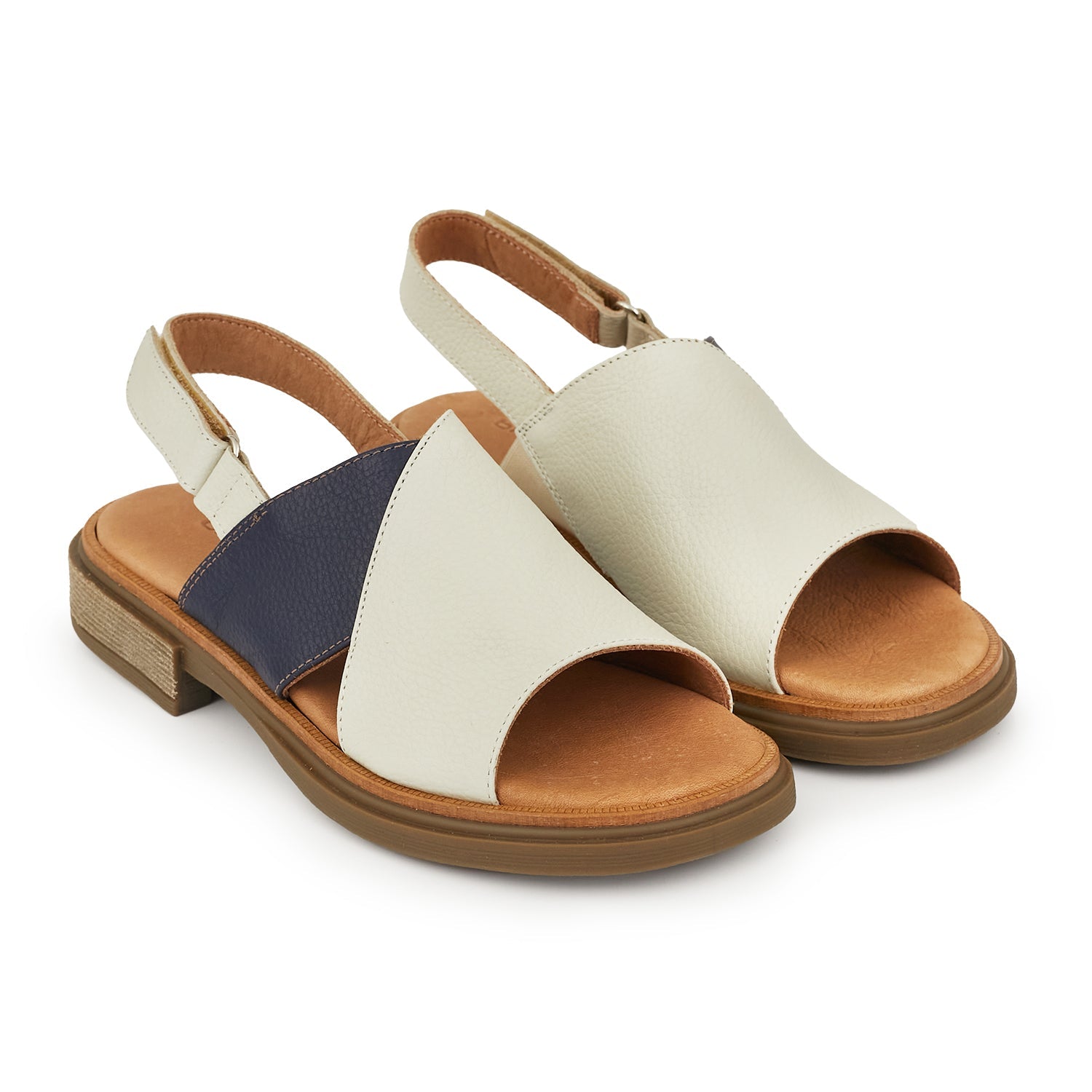 SANDALIA SONARI NATURAL Y AZUL